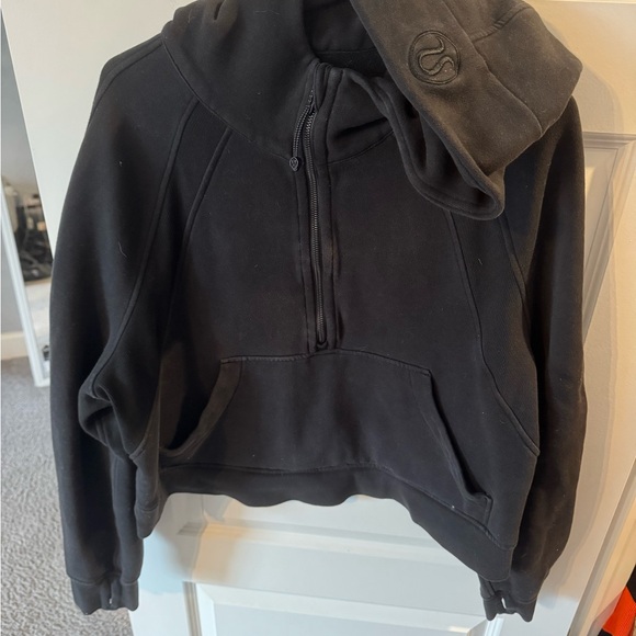 Black lulumlemon Half-Zip scuba Hoodie with Logo Detail - Picture 2 of 3